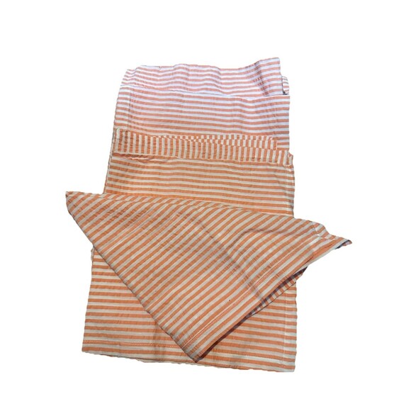 Crate & Barrel Napkins Seersucker Melon Striped Cotton 4 21x21 Summer Outdoor - Picture 4 of 4